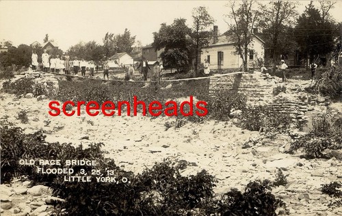 1913 FLOOD RPPC PHOTO "Little York Ohio Old Race Bridge" VG - Picture 1 of 2