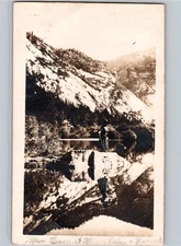 c1910 Mrs Carr At Mirror Lake YOSEMITE California CA RPPC Real Photo Postcard