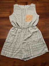 Ces Femme Women’s Green Print Sleeveless Romper Sz M 