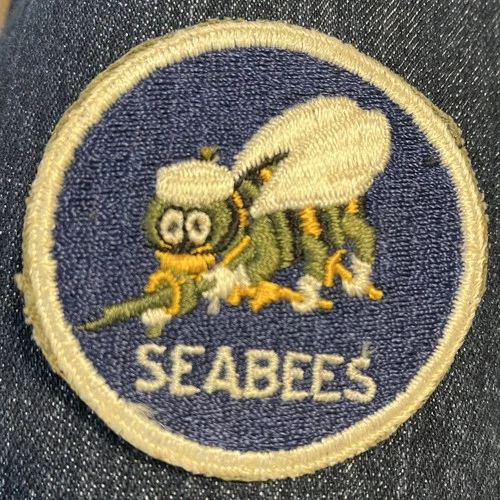 US VINTAGE Military Seabees Patch WW2 USN Navy Original Embroidered Edge Veteran