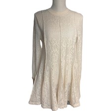 Free People Knit Lace Mini Dress with Flared Gores Small