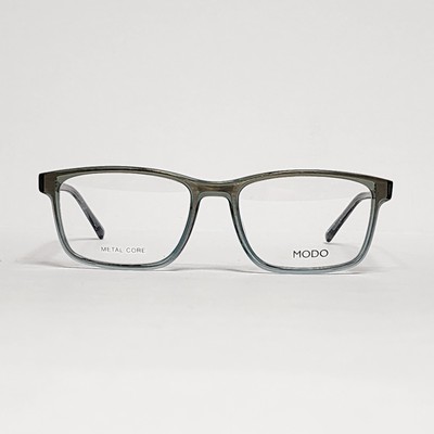 MODO 6607 Men's Handmade Rectangular Glasses in Green Crystal / Brass | 55mm