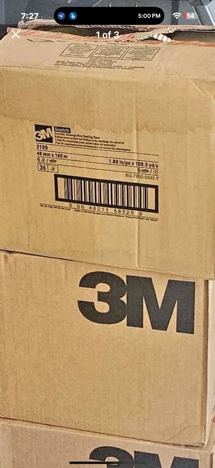 3M 3199 Security Tape Check SEAL BEFORE ACCEPTING 2 x 110 yard (36 卷/箱) — 第 2/4 张图片