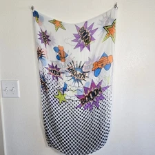 Pop Art Comic Print Sheer Scarf – 20x80” Long | BOOM! KA-POW! Retro Style