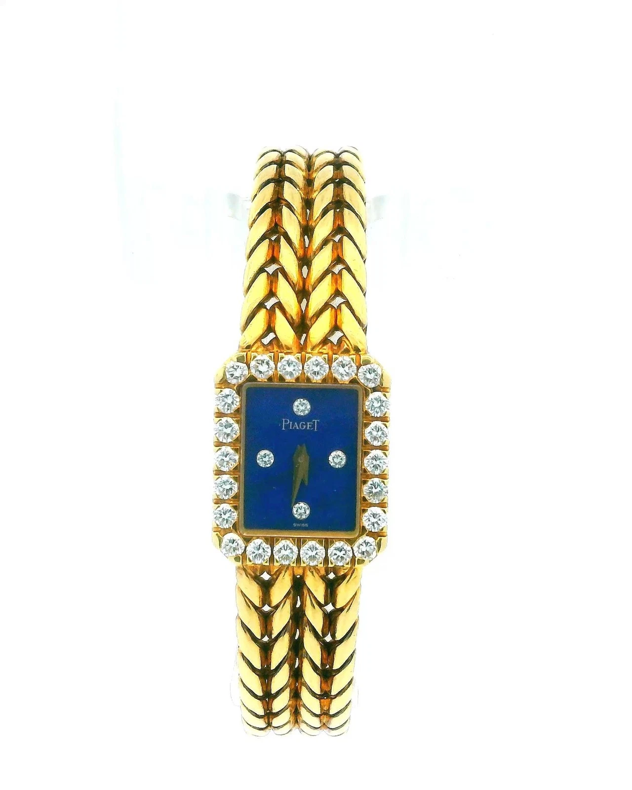 Piaget — Piaget Mini Lapis Dial Diamond Herringbone Bracelet Ladies Vintage Watch