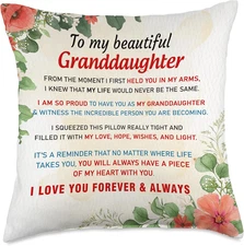 To My Beautiful Granddaughter Gift Love from Grandma Grandpa Throw Pillow