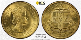 Penny Jamaica 1962 graduación profesional MS65