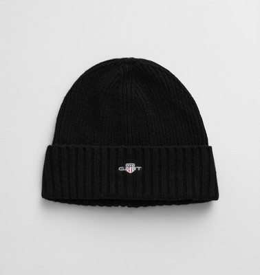 GANT Men s Black Shield Logo Wool Beanie   Premium Winter Hat   New with Tags!