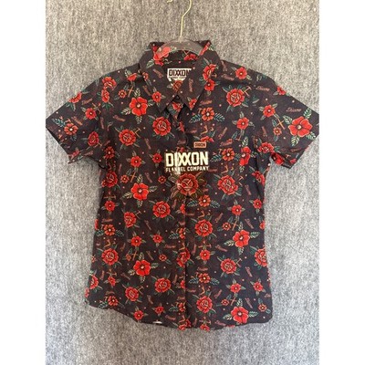 Dixxon Flannel Company Stay Gold Party Shirt Rose Floral Shirt Womens Small New