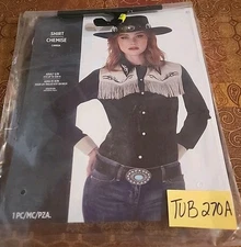 Western Shirt Women's Cowgirl Fancy Dress Up Halloween Adult Costume S/M Up To 8