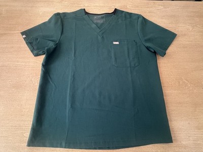 Figs Technical Mens XL Hunter Green Short Sleeve Leon 3 Pocket Scrub Top