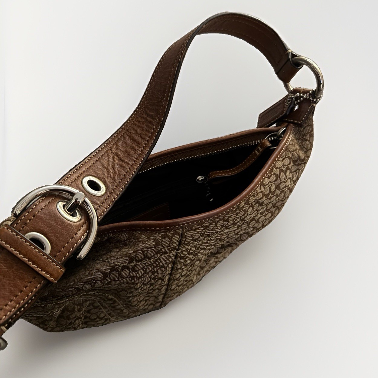 Coach Soho Hobo Shoulder Bag In Khaki Toffee Signatur… - Gem