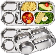 DEAYOU 4 Pack 18/10 Stainless Steel Divided Plate, Large, 