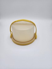 Tupperware Toys Cake Cupcake Holder Carrier w/ Lid  Yellow Handle Topper Fun