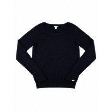 GUESS Women  s S/P Black Crewneck Long Sleeve Sweater Minimalist Classic