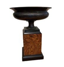 Bronzed Metal Urn Burl Column Neoclassical Style, circa 1970s, Korean Vintage