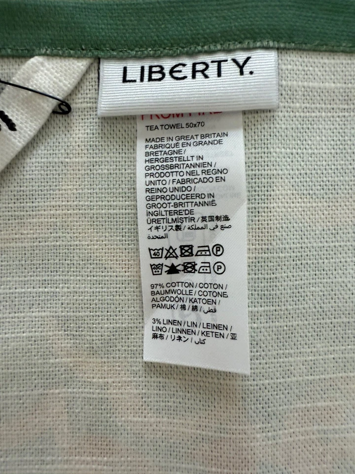 Toalha de chá Liberty London Home linho nova com etiquetas e bolsa - design “poder of love” - Imagem 4 de 4