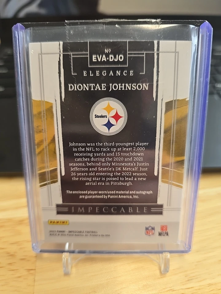 2023 Panini Impeccable Diontae Johnson Patch Auto 15/15 Pittsburgh Steelers - Image 2 of 2