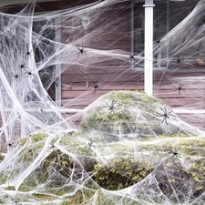 Spinnennetz Halloween Dekoration Dehnbar Partydeko Spukhaus Garten 50 Spinnen