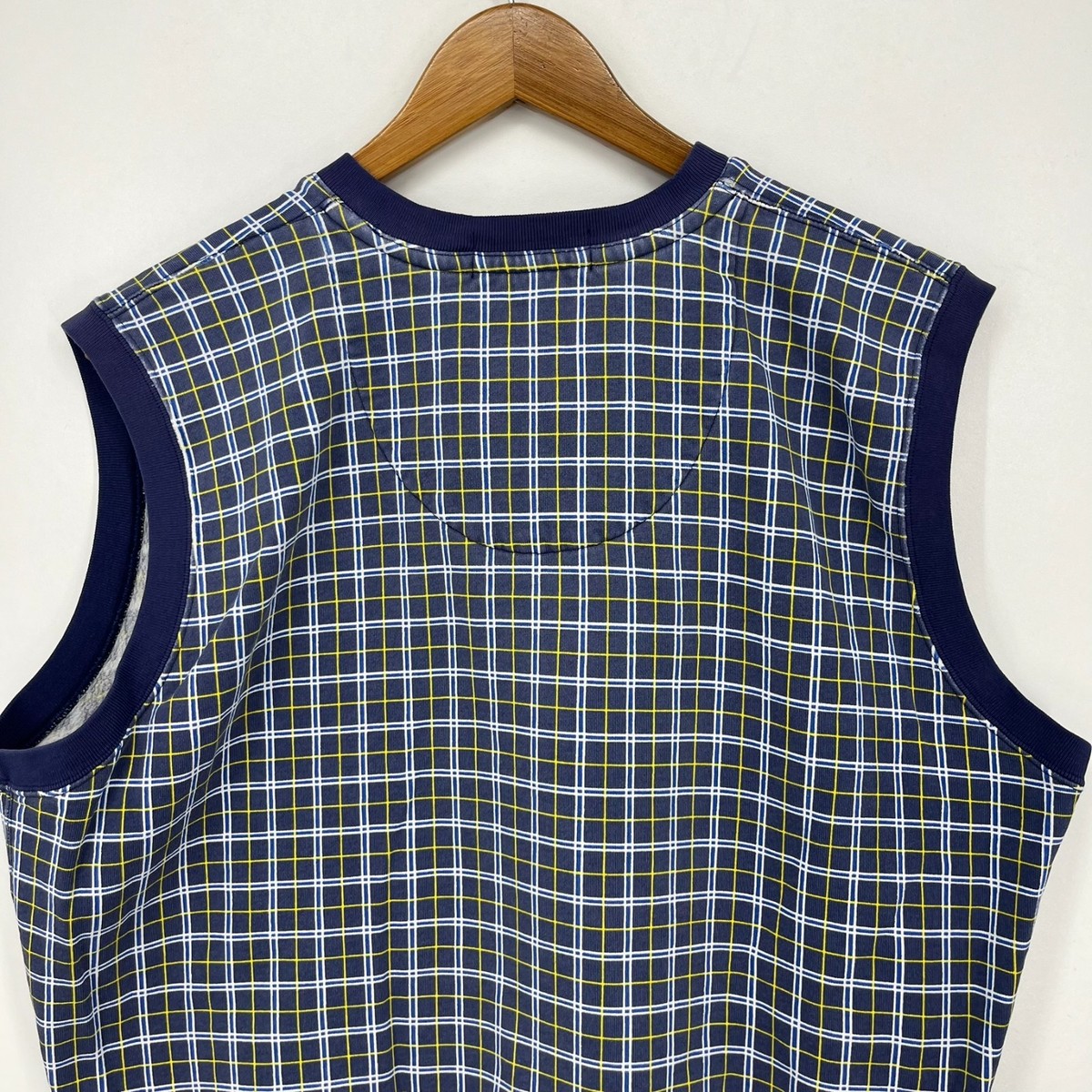 Polo Golf Ralph Lauren Sweater Vest Men's M Blue Check Pritn Vtg