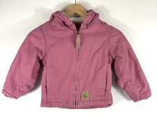 Berne Canvas Sherpa Lined Jacket Girls Size 3T Hooded Pink Full Zip Coat Warm