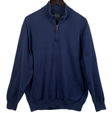 Jos A Bank Sweater Mens 2XL Navy Pima Cotton Quarter Zip Pullover Signature Dad