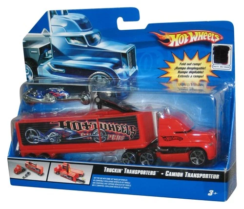 Hot Wheels Truckin' Transporters (2006) Red Choppers Toy Truck w/ Motorcycle Bik