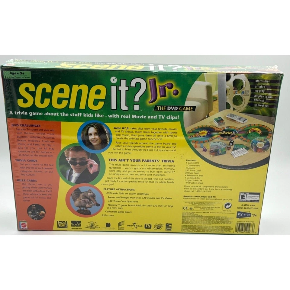 SCENE IT? JR. The DVD Game Board Game 2004 Mattel Factory Sealed Trivia Movie - Image 2 of 4
