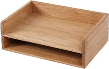 Wood Stackable Paper Trays for Office Supplies and Accessories - Desk Organizer