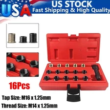 16pcs 14mm Spark Plug Rethread Kit Thread Repair M14x1.25 Cylinder Head Helicoil