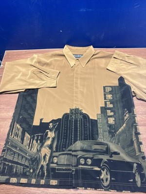 VTG Y2K Rare Pelle Pelle XXL 100poly City Scene Hidden Button Marc Buchanan