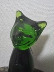 RARE Vintage URANIUM GLASS Avocado Green KANAWHA  Glass 5” Smiling Cat — photo 5