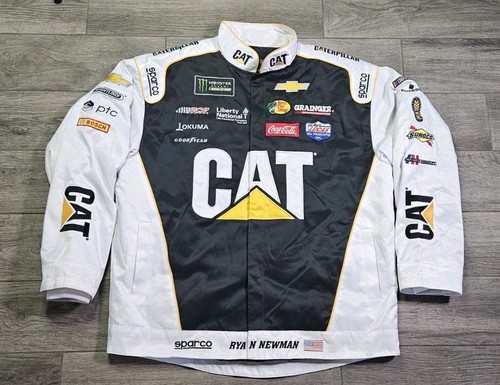 NASCAR Ryan Newman CAT Embroidered Racing Jacket Mens Size XL Black White