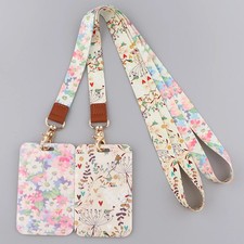 Pastel Floral Badge Holder with Lanyard - ID Card Carrier