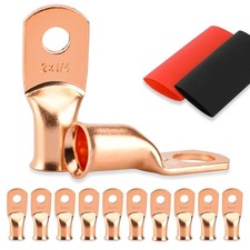 10PCS Battery Cable Ends, 6 Gauge Wire Connectors 1/4 Copper Wire Lugs, Bare ...