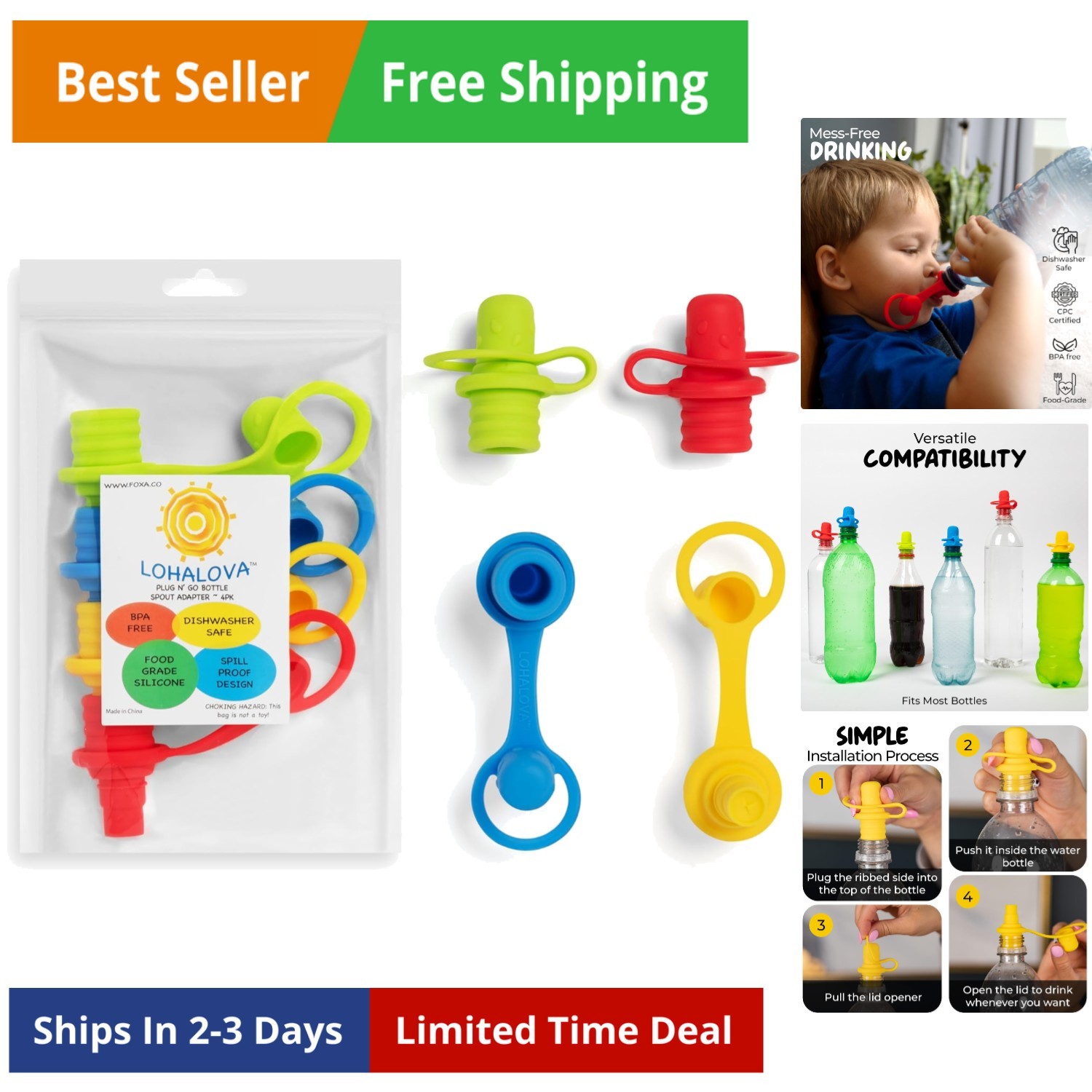 Spout Adapter For Kids - Water Bottle Adapter Toddle...