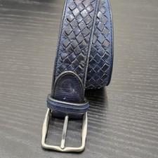 Paolo Vitale Braided Woven Belt Sz 115  US 42 - Navy Blue Brass Buckle