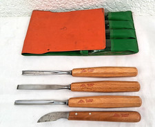 LOTE DE 4 HERRAMIENTAS CINCEL GUBIA TALLA MADERA MANGO MADERA KST SOLINGEN ALEMANIA