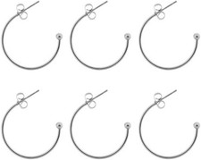 Earring Material 6 Pcs Stainless Steel C-Shaped Earwires for DIY Jewelry Making