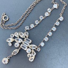 Art Deco crystal Necklace . open-Back Crystals . Chrome plated . Costume jewelry