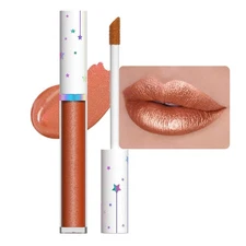 Metallic Lip Gloss Bronze Gold Glitter Long Lasting Waterproof Shimmer 1pc 08