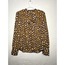 J crew leopard print collar career workwear contemporary preppy blouse small