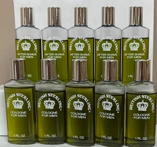 10 British Sterling 5 Cologne Splash, 5 After Shave 1 fl oz  plastic bottle 90's