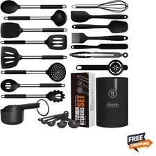 Large Silicone Cooking Utensils Set - Heat Resistant Kitchen Utensils Sets,Sp...