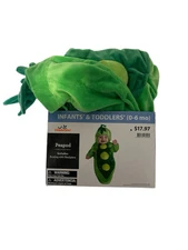 Baby Peapod Size 0-6 Month Plush Bunting Hooded Button Snap Halloween Costume