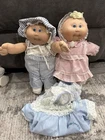 Vintage Cabbage Patch Kid PREEMIE TWINS HM1  Lemon Tuft Hair 1985 Extra Gown !