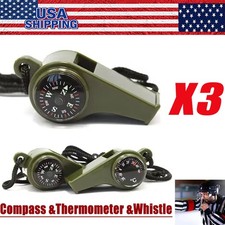 3X Very Loud Keychain Whistle With Compass for Outdoor Sports, Hiking, Camping