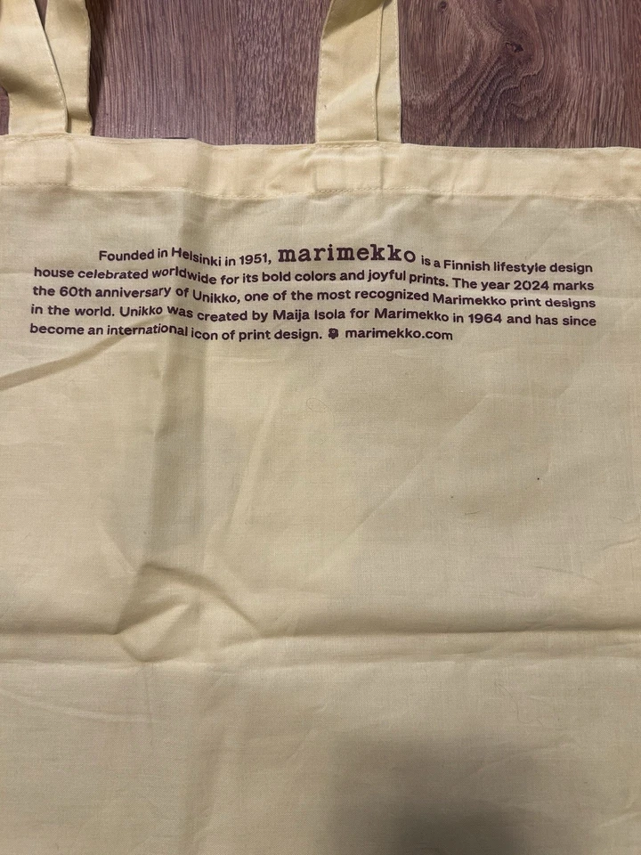 Bolso de Mano de Compras Marimekko Estampado Unikko Algodón 60 Aniversario Algodón Foto 3 de 4