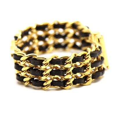 Chanel Chain Bracelet 97A Black Gf Leather r39_0509 | eBay