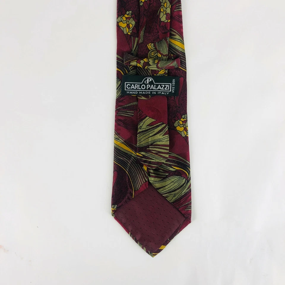 Corbata de lujo para hombre Carlo Palazzi con diseño pintado de arte floral - 60 pulgadas usada en excelente estado Foto 4 de 4